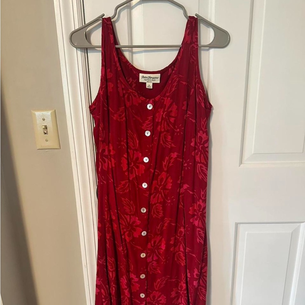 Norm Thompson Red Buttoned Sleeveless Maxi Sundress